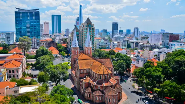 Notre Dame-katedralen i Ho Chi Minh City i Vietnam.
